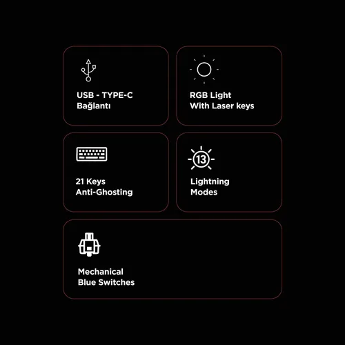 Vista 6 de Rampage Plower K60 Teclado mecánico para juegos – 62 teclas, diseño compacto del 60%, interruptores azules OUTEMU, retroiluminación LED