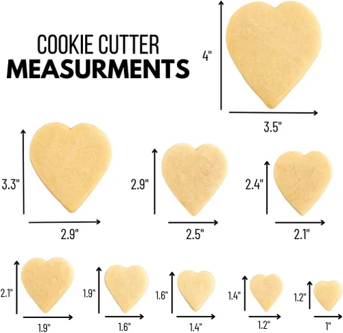 Vista 2 de Cookie Cutter Kingdom, Juego de cortador de galletas, molde de galletas para pasteles, galletas y sándwiches (corazón 9 unidades)