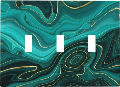 Vista 121 de Placa de Cubierta de Interruptor de Luz de 2 Posiciones Combinación de Abstracción/1 Toggle 1 Rocker Placas Decorativas de Pared de Plástico Negro