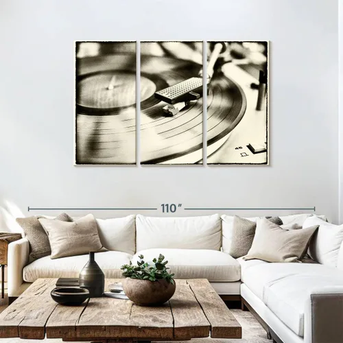Vista 103 de Elephant Stock BW - Reproductor de discos de vinilo para pared, lienzo horizontal, decoración de pared de sala de estar de 3 piezas, impresión