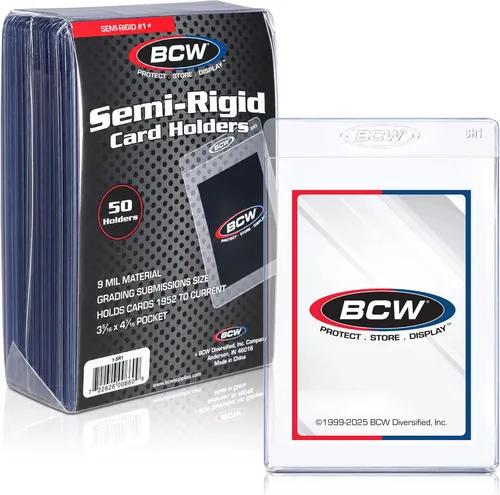 BCW Portador de Tarjetas Semirrígido #1 | Paquete de 50 | Fundas Semirrígidas para Tarjetas para Clasificación | Envío PSA I para Tarjetas de