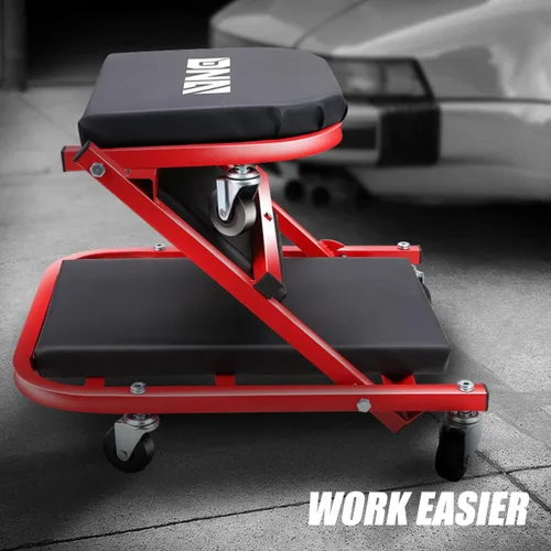 Vista 4 de DNA MOTORING TOOLS-00186 - Asiento plegable 2 en 1 de 40 pulgadas, 6 ruedas de 2 pulgadas, capacidad de peso de 330.7 lbs, color rojo