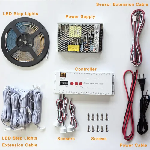 Vista 6 de Luces LED con sensor de movimiento para escaleras interiores, kit de luces inteligentes para escaleras de 12 escalones, tira de luces de 40 pulgadas