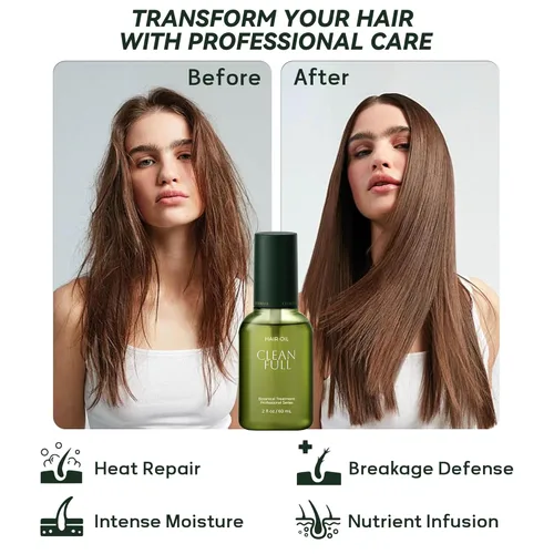 Vista 5 de Aceite botánico para cabello seco y dañado, suero ligero sin enjuague con protección contra el calor, control de encrespamiento, brillo y cuidado