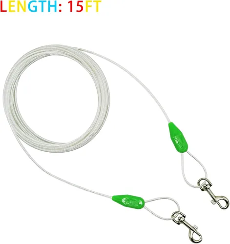 Vista 2 de Petest Cable de amarre reflectante de 15 pies para perros pequeños de hasta 35 libras