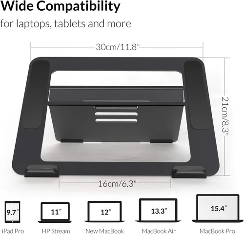 Vista 7 de Avantree YS104 - Soporte de refrigeración ajustable de aluminio para computadora portátil, soporte portátil para iPad, tableta y libro, elevador