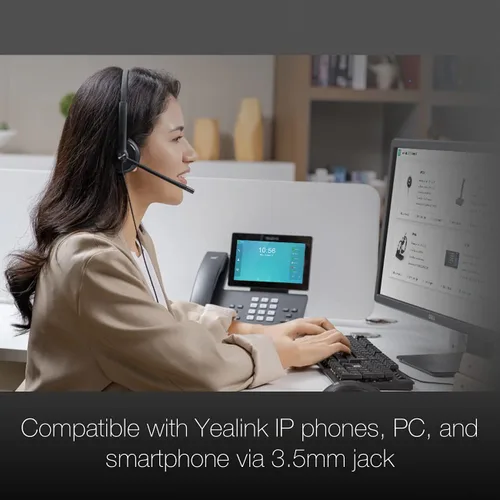 Vista 5 de Global Teck Worldwide GTW Yealink UH34 Mono Teams - Auriculares con cable certificados (USB-C), se conecta al escritorio, PC/Mac, softphones