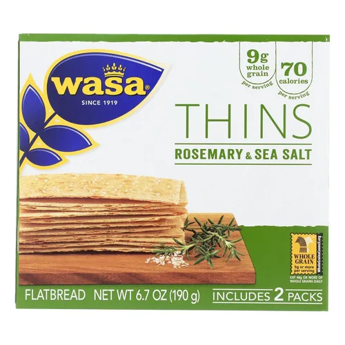 Wasa Crispbread Thins, romero y sal marina 6.7 onzas (paquete de 10)
