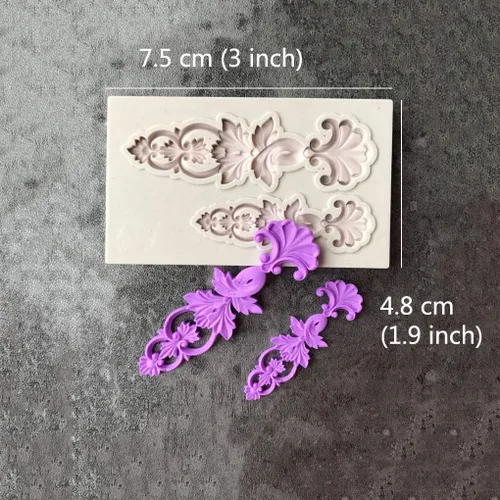 Vista 2 de Juland 5 moldes de silicona para pastel de fondant, molde de volutas de estilo barroco para Sugarcraft, decoración de bordes de pasteles, decoración