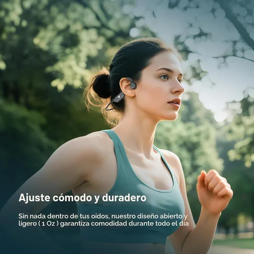 Vista 3 de Auriculares de conducción ósea, auriculares de oído abierto, inalámbricos Bluetooth con micrófono, sonido superior, 10 horas de reproducción, ajuste