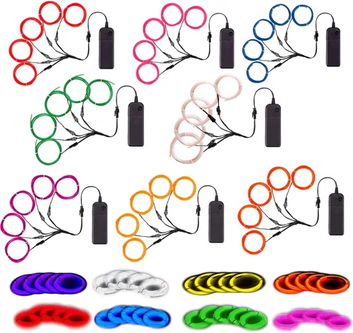 Vista 25 de MaxLax Cable EL, luces de neón portátiles, cable EL 5 en 3.3 ft, alambre electroluminiscente para decoración de Halloween, fiesta de Navidad