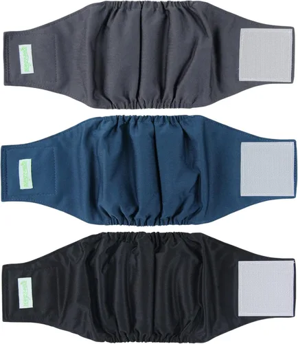Vista 2 de wegreeco Banda para el vientre lavable para perro macho, color carbón, paquete mediano con jeans, talla M