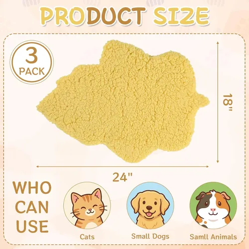 Vista 2 de Paquete de 3 almohadillas para cama de mascotas autocalentables Amarillo claro