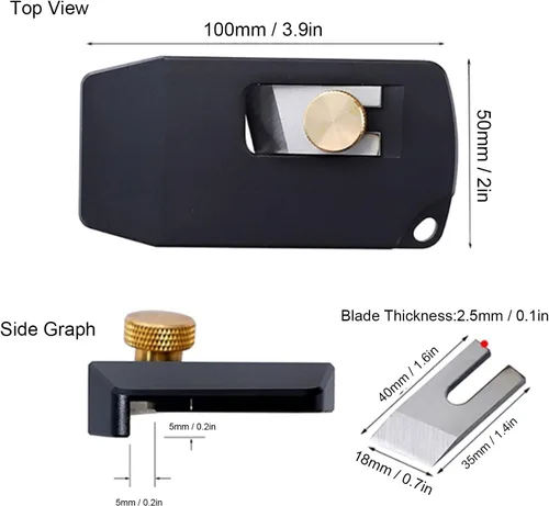 Vista 3 de Recortadora manual, cepilladora de madera ajustable para carpintería con cuchilla de acero de alta dureza, raspador de rebabas de chaflán para chapa