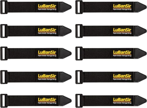 Vista 9 de LuBanSir Correas de cincha, 2 x 12 pulgadas (paquete de 8) correas elásticas de almacenamiento de gancho y bucle para cable de extensión, cable