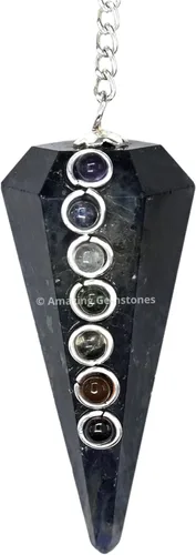 Vista 13 de Péndulo de cristal de amatista Amazing Gemstone para adivinación - Collar de péndulo con cabujón de chakra y cadena
