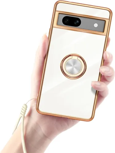 Vista 25 de Funda para Google Pixel 7 Pro para mujer, galvanoplastia, borde dorado, elegancia de lujo, parte inferior de un solo color, cubierta de protección