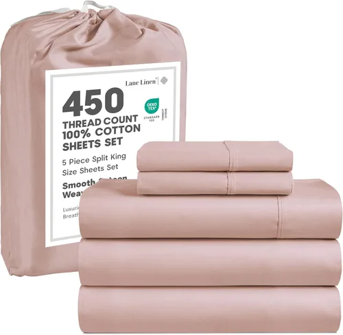 Vista 54 de LANE LINEN - Sábanas tamaño Queen, 450 hilos, 100% algodón, refrescantes, transpirables, con bolsillo profundo, 4 piezas, color negro