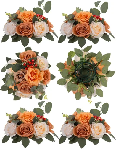 Vista 18 de BLOSMON Bolas de flores artificiales, centros de mesa de boda, 2 piezas de rosas artificiales, decoración para mesa, bola de besos de seda, arreglos