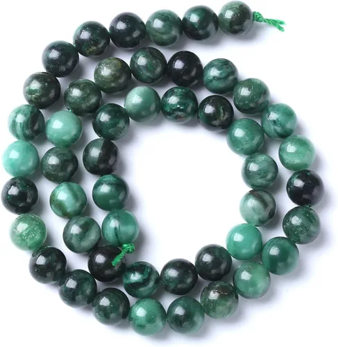 Vista 6 de 60 piezas de cuentas de piedra natural de 6 mm de esmeralda verde Cuentas sueltas redondas de piedra de curación de energía AAA para hacer joyas