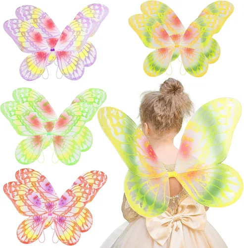 Fedio Alas de hada para niñas, disfraz de princesa mariposa para niños, disfraz de fiesta de cumpleaños, disfraz de Halloween
