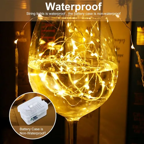 Vista 6 de AIKEI Paquete de 12 luces LED de hadas que funcionan con pilas, guirnaldas de luces impermeables de 7 pies, 20 luces LED de luciérnagas estrelladas