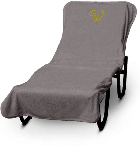 Vista 128 de Funda de lujo para tumbona de piscina con monograma de Hotel y Spa, bordado con letras en bloque - Extra absorbente 100% algodón turco - Rizo suave