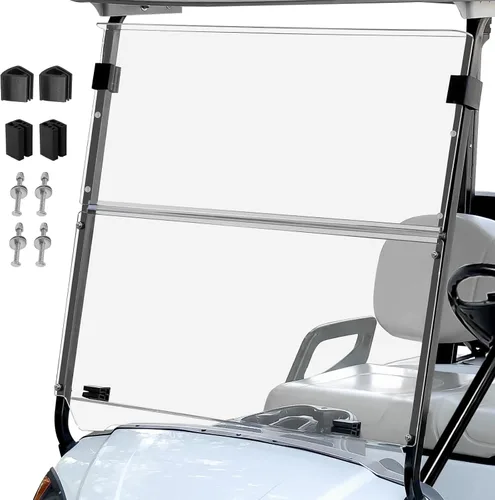 Parabrisas plegable para carrito de golf de 3/16 pulgadas (0.197 in) de grosor, solo se adapta a Yamaha G29/Drive 2007-2016, se adapta a rieles de 1