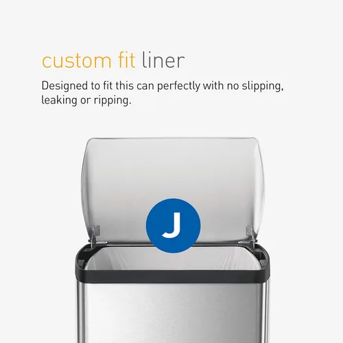 Vista 7 de Simplehuman - Cubo de basura rectangular para cocina de 38 litros / 10 galones, con pedal, de acero inoxidable cepillado