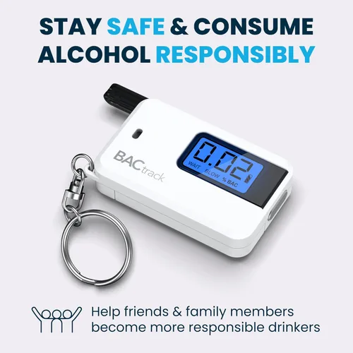 Vista 4 de BACtrack Go Keychain Breathalyzer (blanco) Llavero de bolsillo ultraportátil probador de alcohol para uso personal