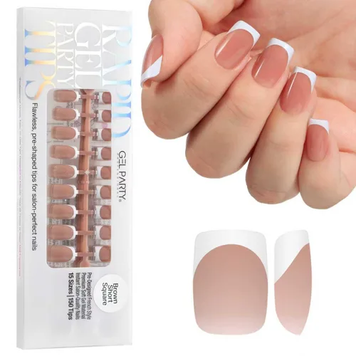 Vista 18 de GELPARTY - Puntas de uñas francesas X-Nude Short Almond, 150 unidades, 15 Desnudo