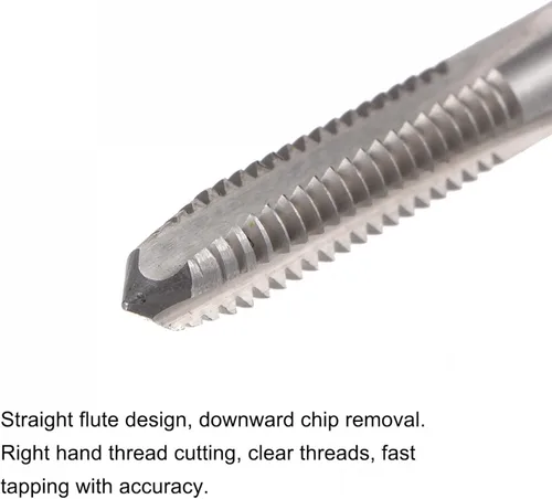 Vista 3 de uxcell Machos de fresado de rosca, 1/4-20 UNC de acero de alta velocidad (HSS) 3 flautas rectas, rosca roscada, 4 pulgadas de longitud (extra largo)