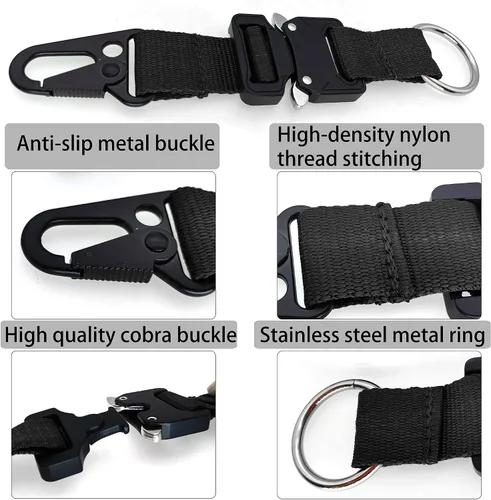 Vista 5 de Llavero táctico militar para hombres, llavero de liberación rápida, llaveros clip Molle accesorios EDC Gear con clip HK