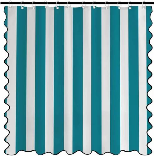 Vista 21 de Scalloped Shower Curtain for Bathroom 36"x72" Modern Minimalism Black Marble White Texture Waterproof Wave Bathroom Shower Curtain Sets with Hooks