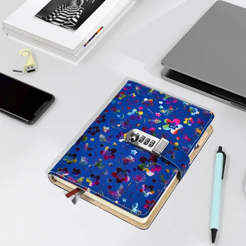 Vista 4 de ARRLSDB Diary with Lock for Women, A5 PU Leather Journal with Lock 240 Pages Password Journal Locking Personal Diary (Multicolor)