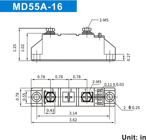 Vista 2 de Diodos de 50 amperios 12 V que bloquean 110 V y 120 V MD 55A-16; para evitar retroalimentación; rango de voltaje de uso: CA < 400 VCA; CC 3-1000 V