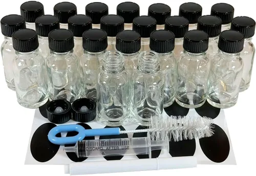 Vista 5 de Bioll Botella de vidrio de 0.5 fl oz (1/2 oz). Botella de aceite esencial con tapa. Para perfume, aromaterapia, frascos de muestra recargables