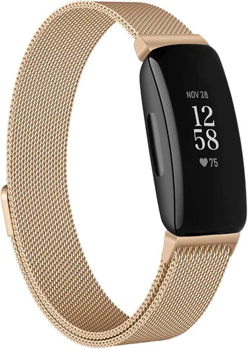 Vista 9 de Vanjua Correa de repuesto de malla metálica de acero inoxidable ajustable para Fitbit Inspire 2 / HR / Fitness Tracker (S, negro)