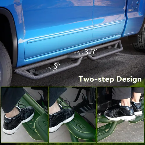 Vista 3 de Estribos de 6 pulgadas compatibles con Dodge Ram 1500 Quad Cab/Extended Cab 2009-2018, Dodge Ram 1500 Classic 2019-2024, barras Nerf de caída