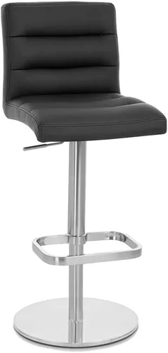 Vista 147 de Zuri Muebles Taburete de bar moderno de altura ajustable gris exuberante con base plana redonda cepillada