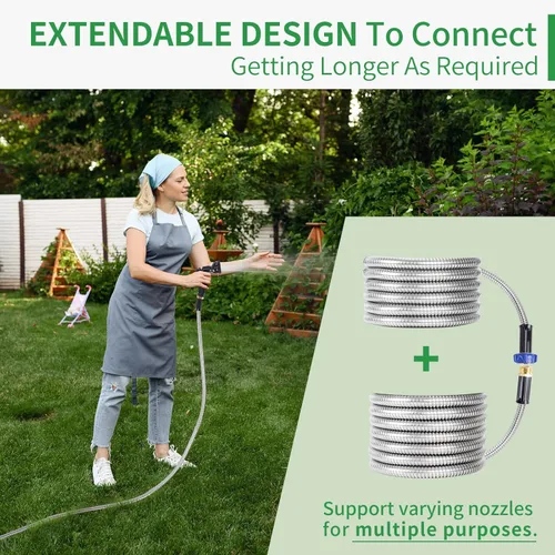 Vista 4 de Metal Garden Hose 75FT, 304 Stainless Steel Garden Hose with 3/4" Connector Fittings, Kink Free Flexible Lightweight Outdoor Water Hose