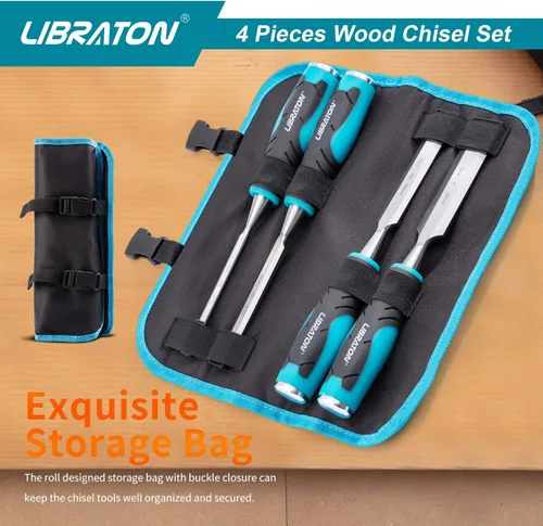 Vista 7 de Juego de cinceles, juego de cinceles de madera, juego de herramientas de cincel de madera para carpintería, cincel de acero al cromo vanadio