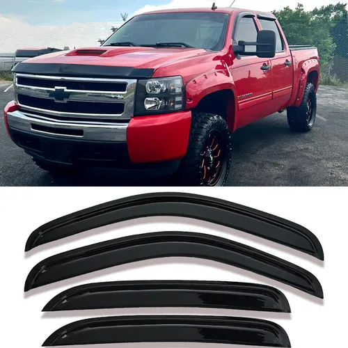 Vista 10 de Viseras de ventana, protectores de lluvia, deflectores de viento laterales, protector de ventilación para Chevrolet Silverado y GMC Sierra 1500