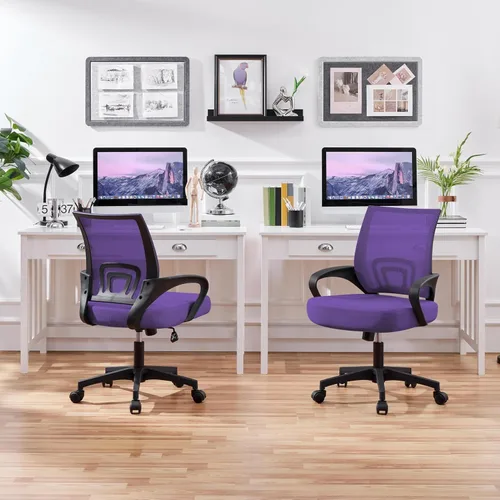 Vista 8 de Topeakmart - Silla de oficina con respaldo trasero giratorio para escritorio