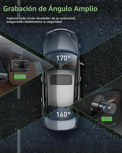 Vista 4 de Cámara de salpicadero delantera y trasera, cámara doble WiFi 4K+1080P para automóviles con aplicación, grabadora de salpicadero de 3" IPS, visión