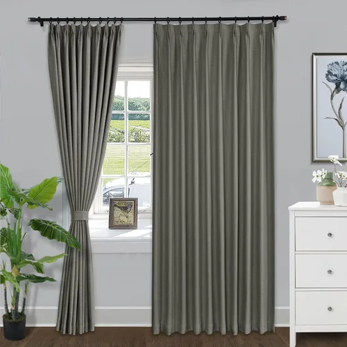 Vista 11 de Fcosie Cortinas opacas de lino de 63 pulgadas de largo, cortinas plisadas para barra transversal, cortinas con aislamiento térmico para comedor
