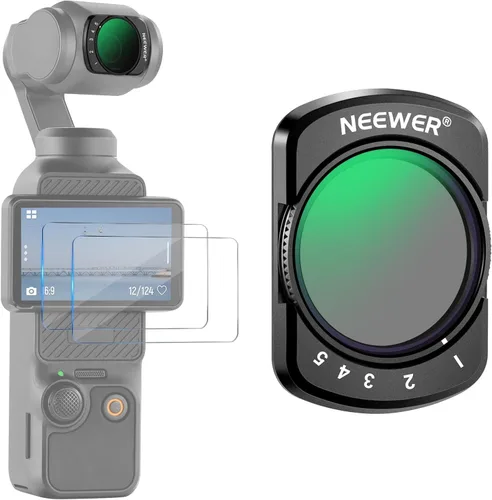 Vista 13 de Filtro ND variable de NEEWER Compatible con DJI Osmo Pocket 3 Creator Combo Accesorios, Filtro de densidad neutra ajustable magnético ND2-32