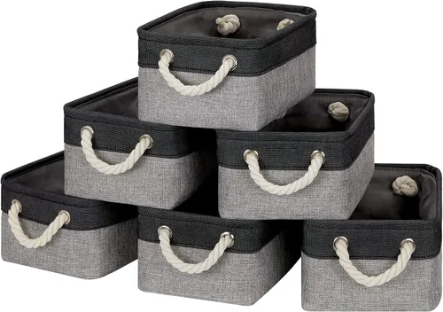 Vista 19 de Temary Canastas pequeñas de tela para almacenamiento, 6 unidades, canastas decorativas para regalos, canastas de almacenamiento plegables vacías