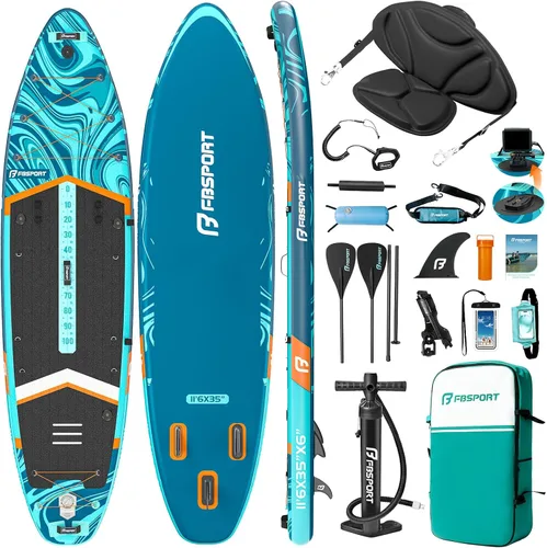 Vista 23 de FBSPORT Tabla de remo de pie prémium de 11 pies, tabla de yoga con accesorios de SUP y bolsa de transporte, amplia posición, control de surf Negro