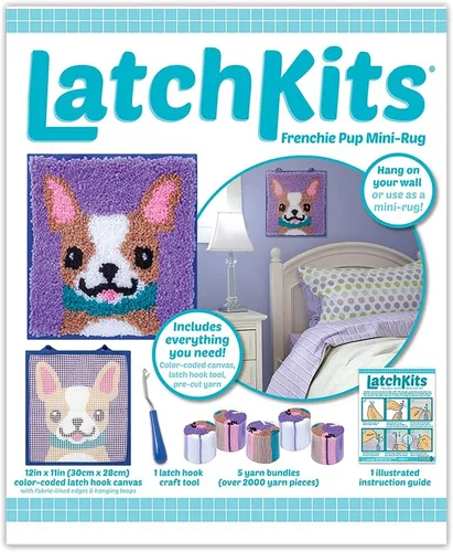 Vista 4 de LatchKits Kit de gancho para cachorros - Proyecto de manualidades fácil de aprender - Sin coser ni cortar - para mayores de 6 años, lienzo